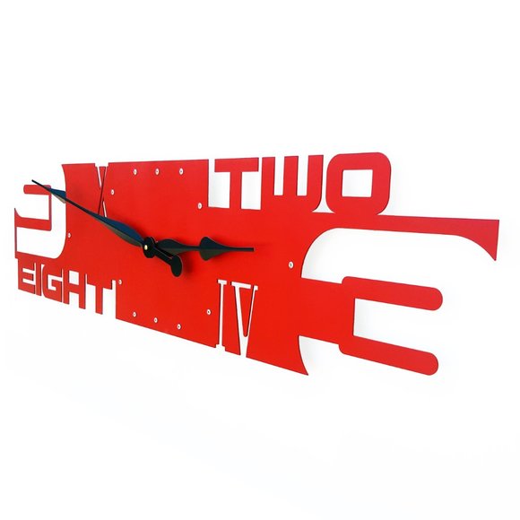 Extra Large Red Wall Clock - Modern Outnumbered V - Picture 2 of 8